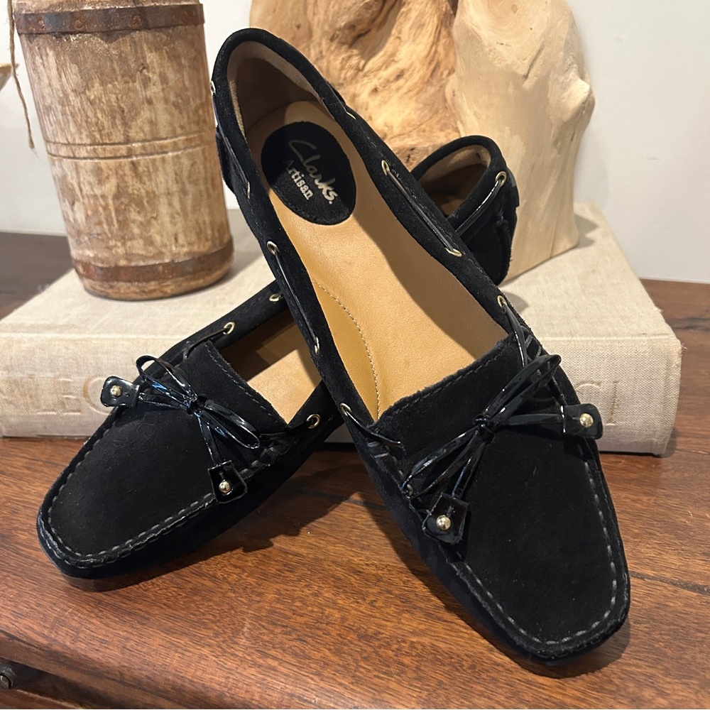 Clarks Artisan Dunbar Cruiser Moccasin black suede leather loafers size 9M